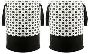 Kuber Industries Polka Dots Printed 2 Pieces Waterproof Canvas Laundry ...
