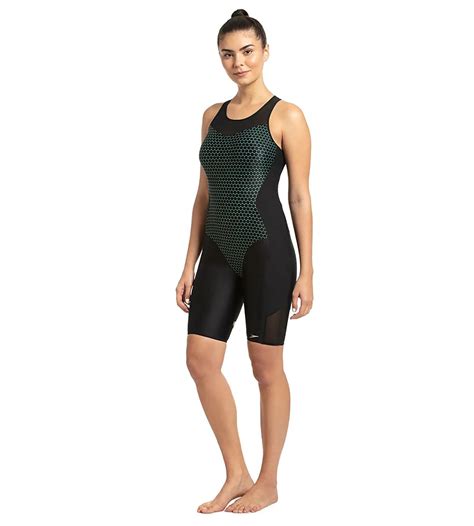 Buy Speedo Mesh Panel Legsuit One Piece Black-Greenglow-Rose Gold ...