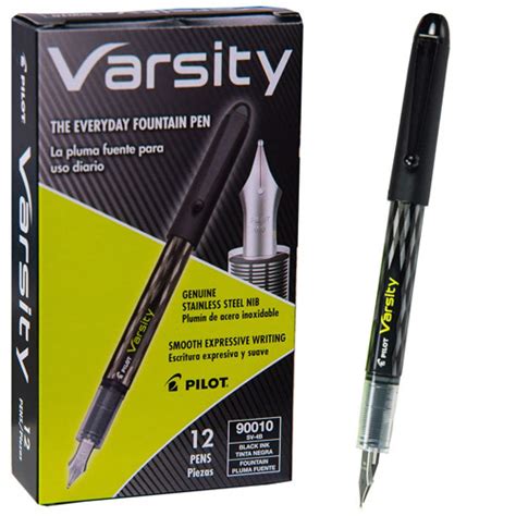 Pilot Varsity Disposable Fountain Pen in Black with Black Ink - Pack o ...