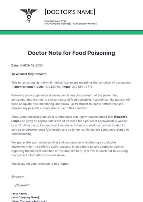 Doctor’s Note for Food Poisoning - eDocNotes.com