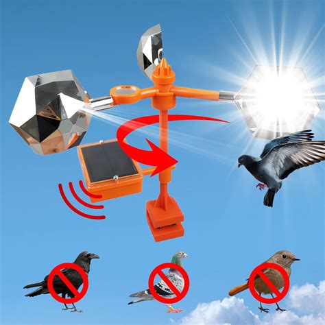 QMCAHCE Reflect-a-Bird Deterrent with Solar Voice Scarer, Rhombic ...