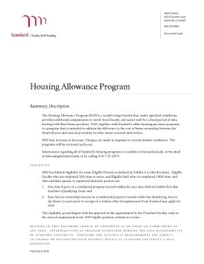 Fillable Online fsh stanford Housing Allowance Program - Stanford ...