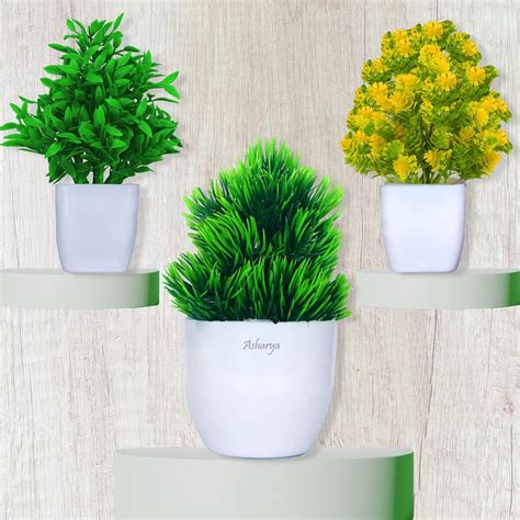 Buy Asharya® 🌿Small Artificial Flower Plant with Pot| Realistic Look ...