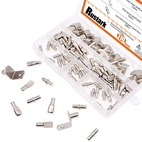 Buy Rustark 110 Pcs 3 Styles Nickel Plated Shelf Pins Bracket Peg ...