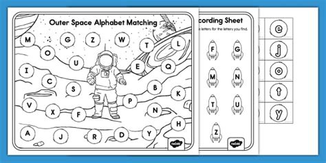Outer Space Alphabet Sensory Bin Worksheet (teacher made)