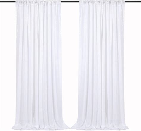 Buy Sequin Curtains 2 Pieces White 2FTx8FT Sequin Photo Backdrop Birth ...