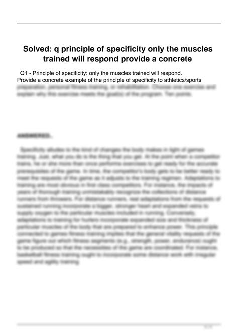 SOLUTION: Solved q1 principle of specificity only the muscles trained ...