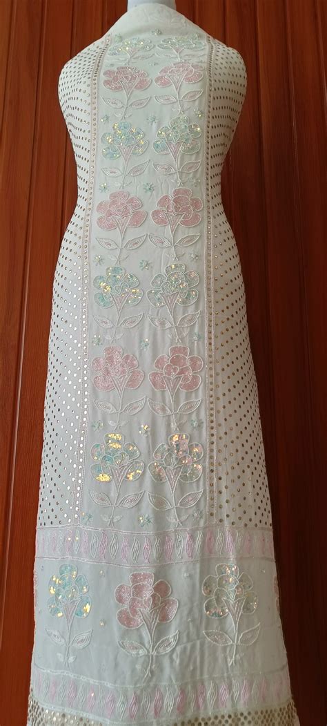 Ruhani White Pearl Cut Dana and Sequins and Mukaish work Kurta & Dupat