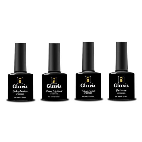 Buy Gleevia No Wipe Gel Top & Base Coat, Primer & Dehydrator Combo Pack ...