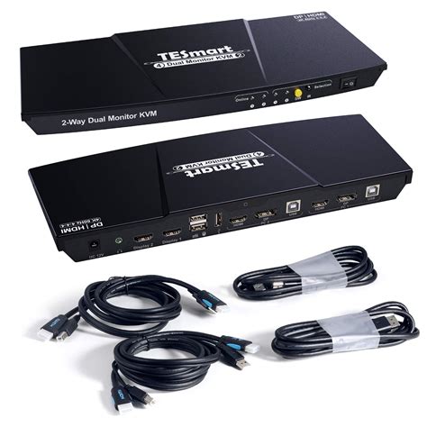 Buy TESmart DisplayPort + HDMI KVM Switch 2 Monitors 2 Computers, 4 ...