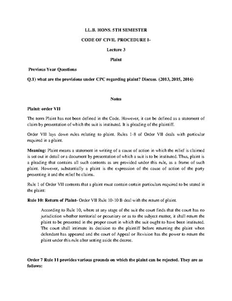 CPC Final draft UNIT I PDF-9-16 - LL. HONS. 5TH SEMESTER CODE OF CIVIL ...