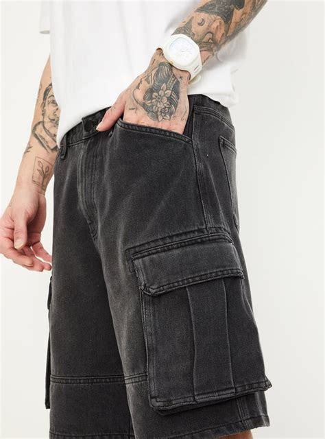 Buy Men Washed Denim Shorts with Cargo Pockets Online at just Rs. 1199. ...