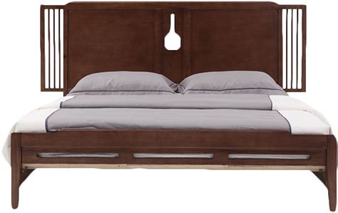 织然新中式床禅意现代中式实木床1.8米双人床主卧床样板房酒店床-美间设计