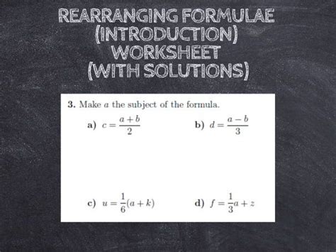 Image result for Rearranging Formula Worksheet with Example