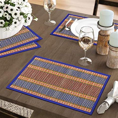 Blue Handmade Madurkathi River Grass Table Mats | HOKIPO – HOKIPO | Har ...