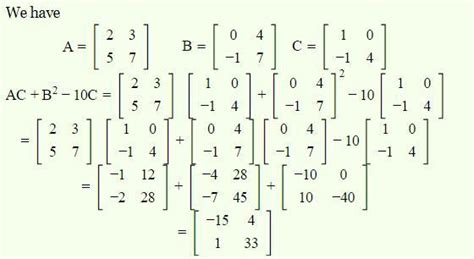 A=[2 3 5 7] B=[0 4 -1 7] C=[1 0 -1 4] Find A²-A+BC CHAPTER NAME IS ...