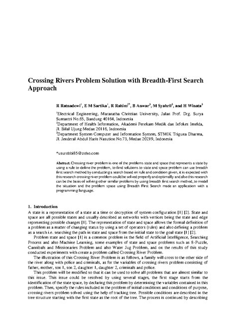 Crossing Rivers Problem Solution with Breadth First Approach - Crossing ...