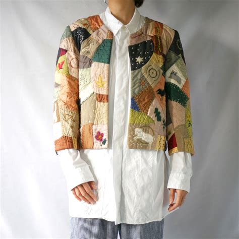 Animal motif patchwork collarless JKT | &Dorothy used&vintage 古着屋