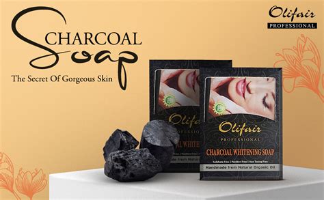 Buy Olifair Charcoal whitening Soap for Men and Women , Handmade with ...