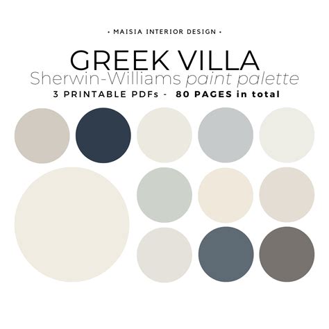 GREEK VILLA Paint Color Palette Sherwin Williams TRANSITIONAL - Etsy