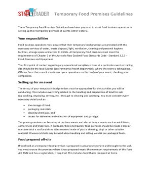Fillable Online Temporary Food Premises Guidelines - Baw Baw Shire ...
