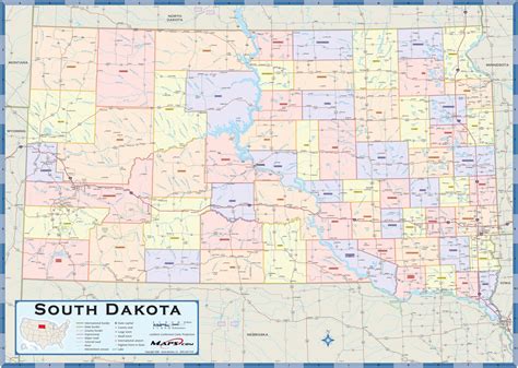 South Dakota Counties Wall Map by Maps.com - MapSales