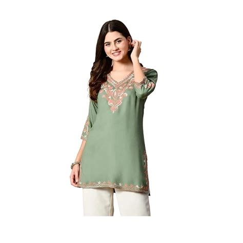 Buy Liboza Embroidered Kashmiri Tunic Top, Short Kurti for Women on ...