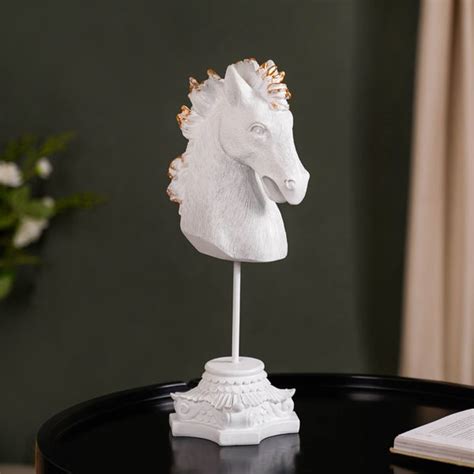 White Horse Bust Decor Showpiece With Stand Large Online - Premium ...