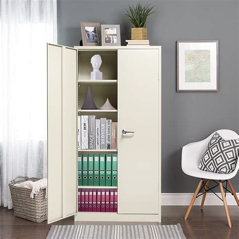 Buy GREENVELLY Locking Metal Cabinet with 2 Doors, Tall Steel Storage ...