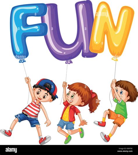 Children and balloons for word fun illustration Stock Vector Image ...