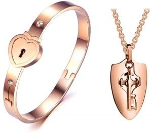 ringzinnie Stainless Steel White, Rose Gold Jewellery Set Price in ...