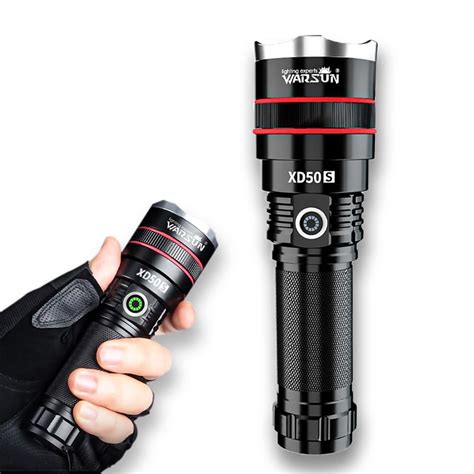 WARSUN Multi-Functional Tactical Zoomable Flashlight, 5800 Lumens High ...