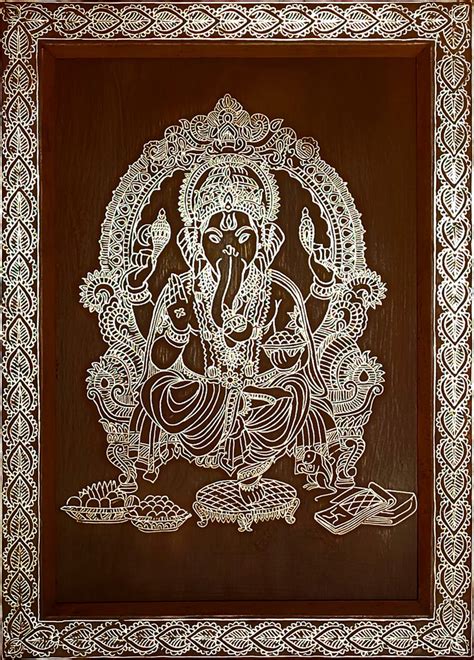 Buy Ganesha Painting in tarkashi Inlay Online in India