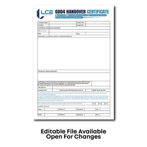 Entry #10 by rajputmayank940 for Editable Handover Certificate Design ...