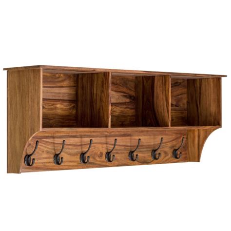 Sheesham Wood Wall Hanging Storage Shelf (Honey)