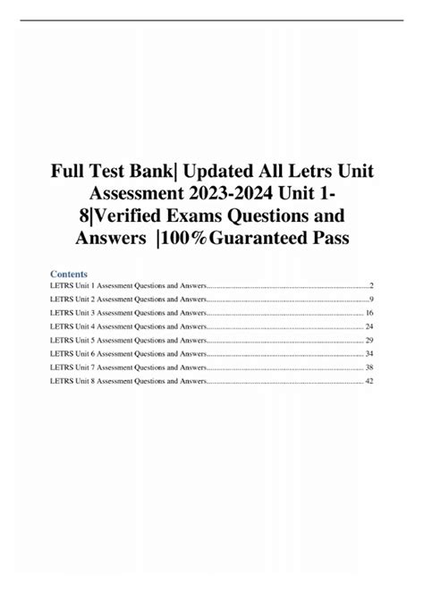Full Test Bank| Updated All Letrs Unit Assessment Unit 1- 8|Verified ...