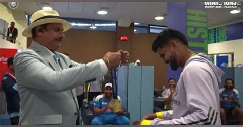 Shreyas Iyer receives 'Fielder of the Match' medal following win over ...