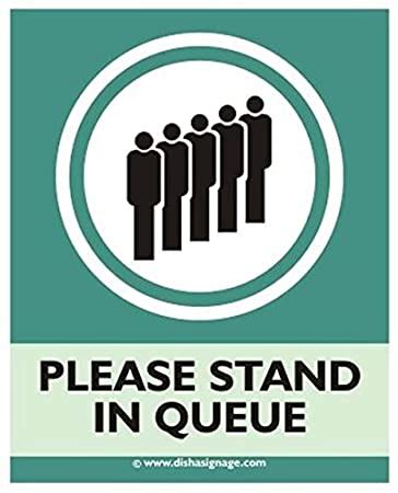 Please Stand in Queue - Auto Glow Sign Board (English) : Amazon.in ...