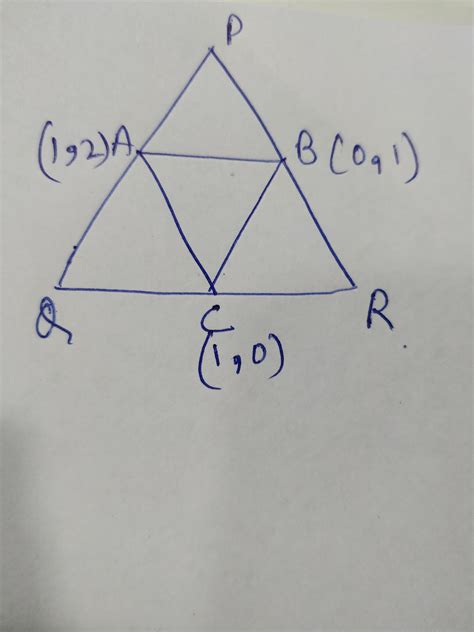 If midpoint of sides of triangle PQR are (1,2) (0,1) (1,0) then find ...