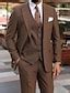 Black Brown Blue Men's Prom Suits Wedding Suits 3 Piece Solid Colored ...