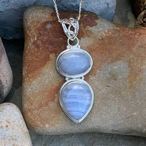 Blue-Lace Agate & Sterling Pendant - GLE-Good Living Essentials