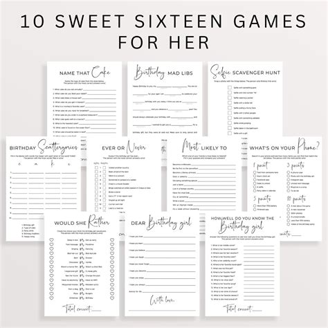 Personalized Sweet 16 Game Ideas for Her | Editable Printables | Sweet ...