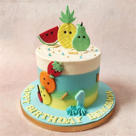 Fruits Theme Cake | Smiley Fruit Cake | Pineapple Theme Cake – Liliyum ...