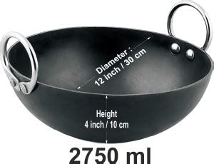 VeerEnterprises Ms Pure Iron / Loha Deep Frying 12 Inches Kadhai 30 cm ...