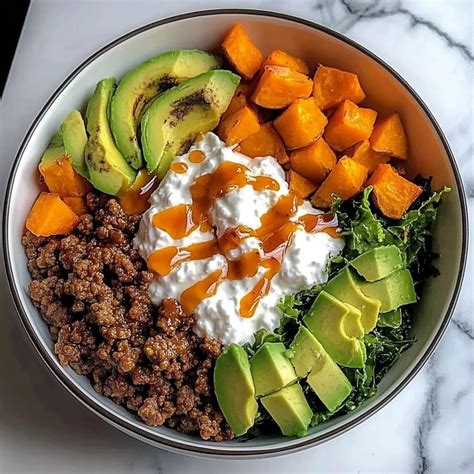 Sweet Potato & Ground Beef Protein Bowl with Cottage Cheese