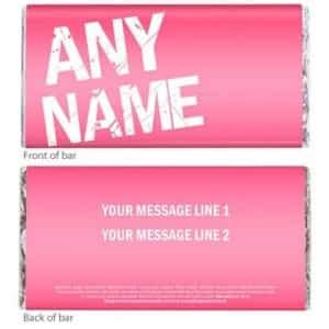 Personalized Chocolate Wrapper: Pink Label