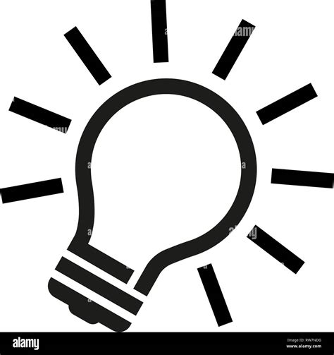 glowing light bulb black and white vector illustration Stock Vector ...