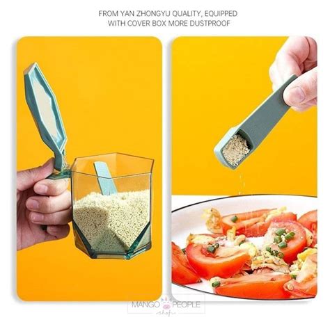 Hexagonal Spice Jar Set with Spoon and Tray for Dining Table - Pack of ...