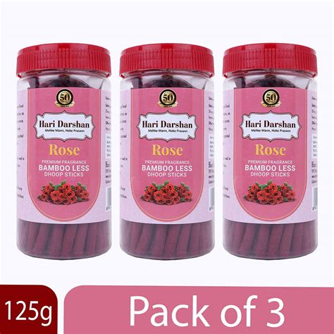 Hari Darshan - ROSE - Bamboo Less Dhoop Sticks - Premium Fragrance ...