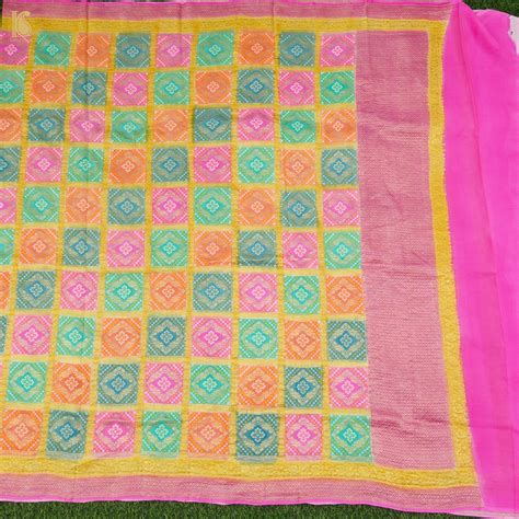 Pink Pure Georgette Banarasi Dupatta with Woven Dots – Khinkhwab